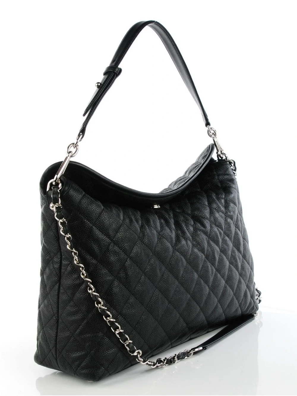 Chanel Caviar Quilted French Riviera Hobo Black